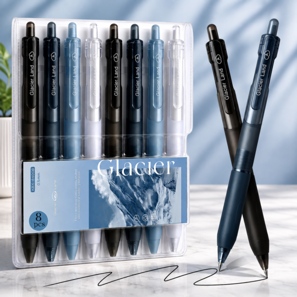 Gel Pens, 8 Pack Black Ink, 0.5 mm Fine Point
