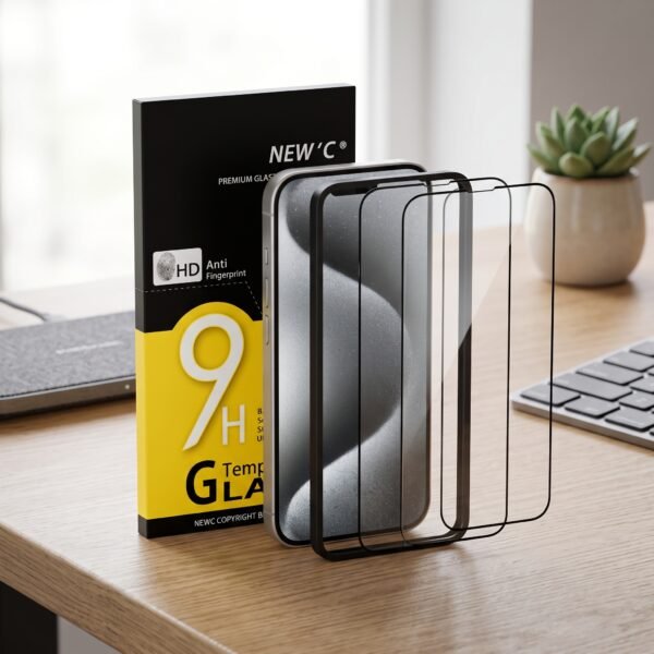 NEW'C for iPhone 15 Pro (6.1 Inches), Tempered Glass