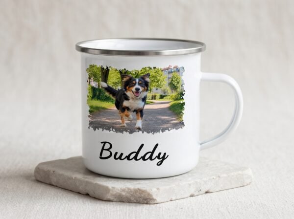 Enamel mug personalized with photo & name